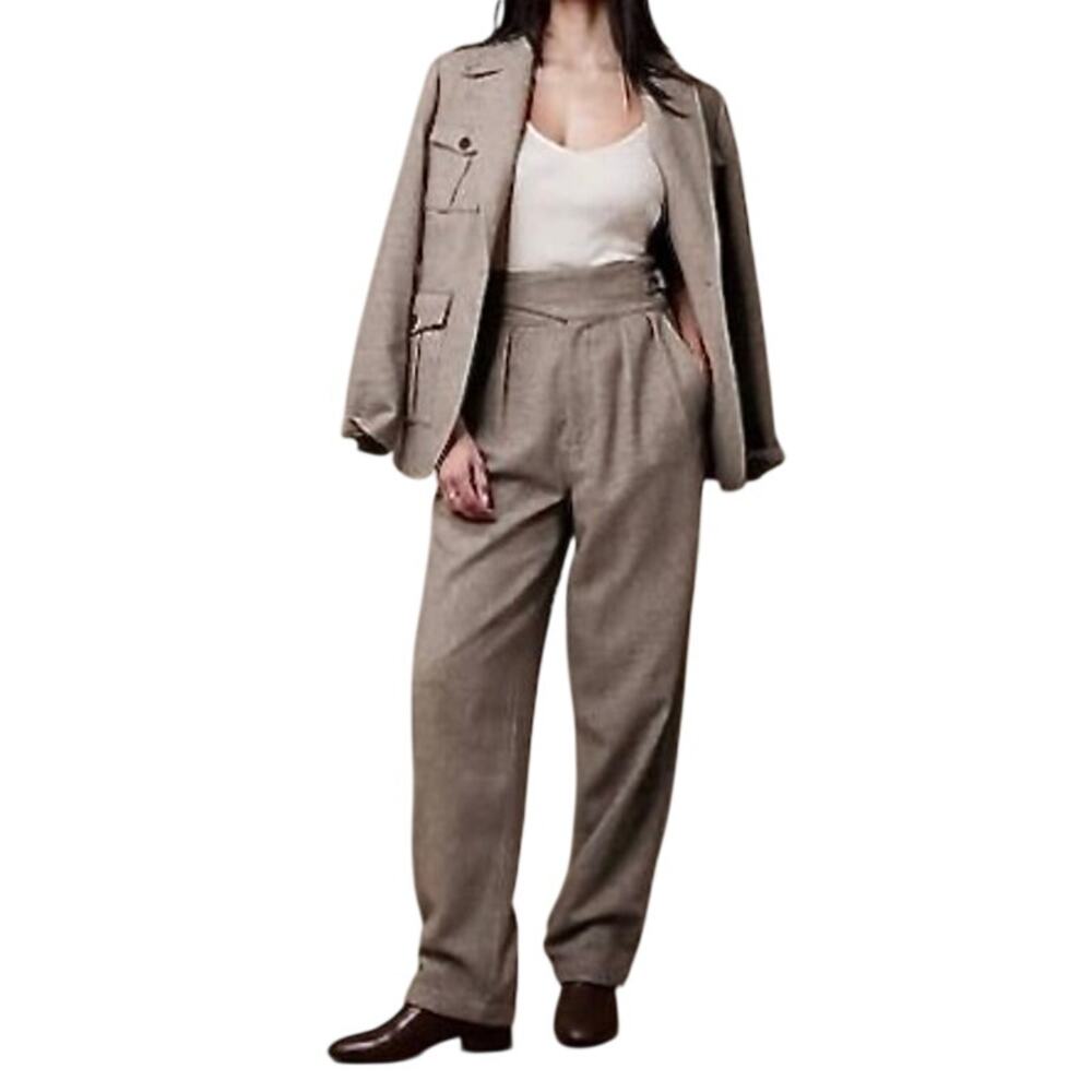 NWT Banana Republic Seafarer Herringbone Tweed Wool Blend Pants Pleated Retro
